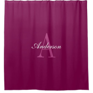 Rideaux De Douche Élégant Magenta Rouge, rose & blanc Nom & Monogram