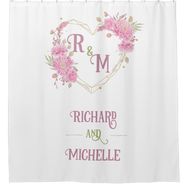 Rideaux De Douche Elegant minimal Chic Initial letter monogram name (Devant)