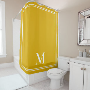 Rideaux De Douche Élégant Monogramme jaune moutarde