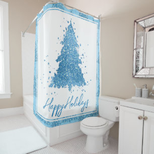 Rideaux De Douche Élégant Motif d'arbre Luxe Aqua Mint Christmas