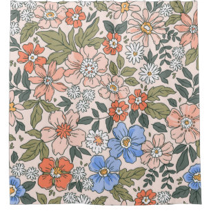 Rideaux De Douche Elégant motif floral dans les petites fleurs dessi