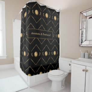 Rideaux De Douche Elégant Motif Noir Or Personnaliser