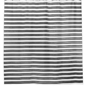 Rideaux De Douche Élégant noir blanc argenté lignes minimes