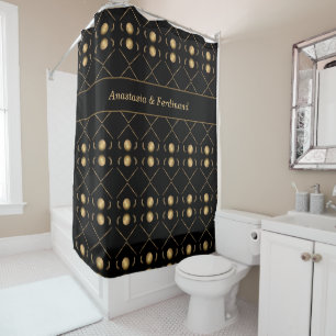 Rideaux De Douche Elégant Noir Or Personnaliser