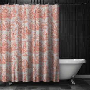Rideaux De Douche Elégant orange vintage toile de jouy