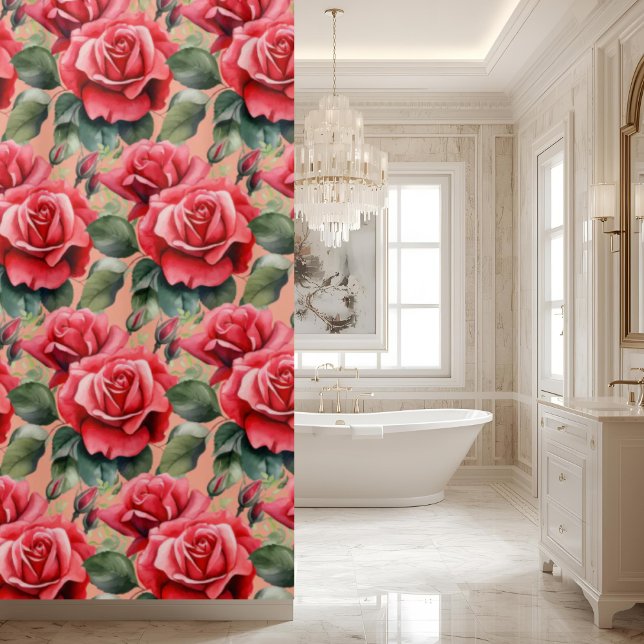 Rideaux De Douche Elegant Pink Red Roses Shower Curtain (Créateur téléchargé)