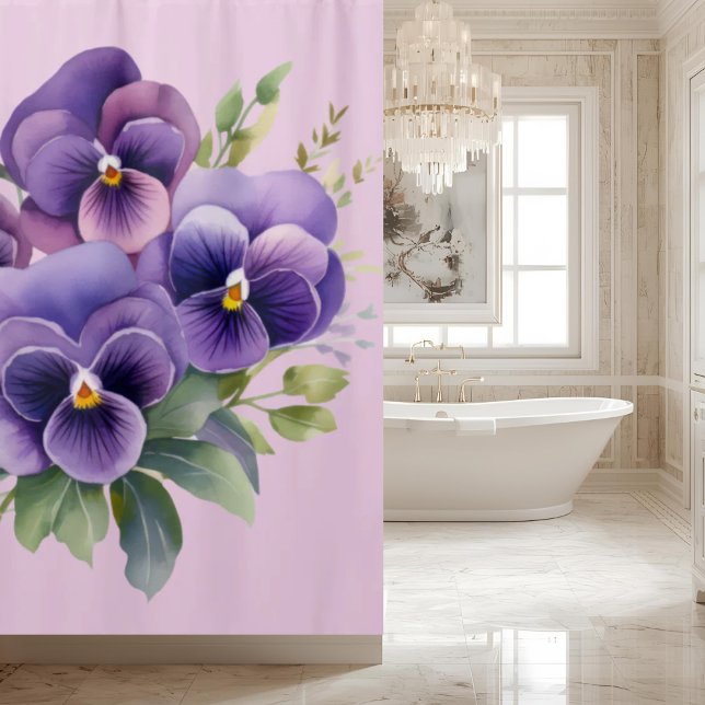 Rideaux De Douche Elegant Purple Pansy Shower Curtain (Créateur téléchargé)