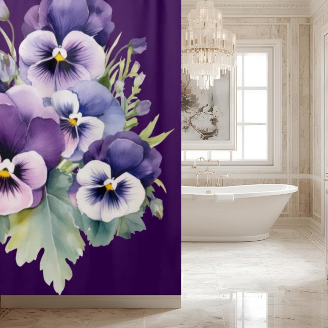 Rideaux De Douche Elegant Purple Pansy Shower Curtain (Créateur téléchargé)