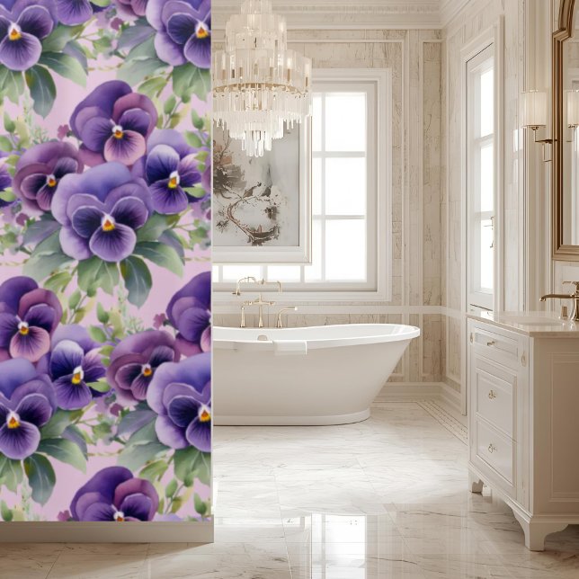 Rideaux De Douche Elegant Purple Pansy Shower Curtain (Créateur téléchargé)