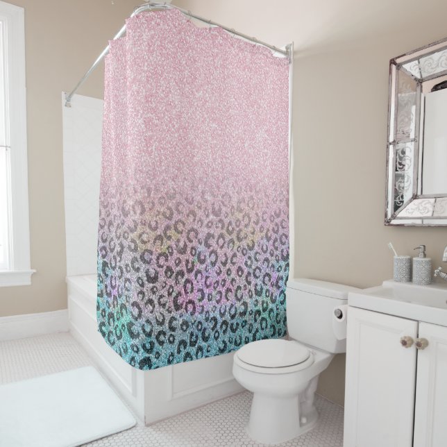 Rideaux De Douche Élégant Rose Gold Iridescente Parties scintillant  (En situation)