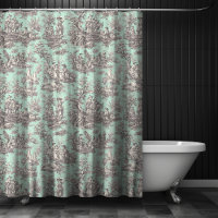 Élégant Rose Gris Vintage Toile de Jouy