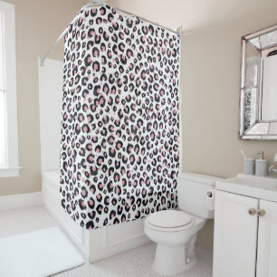 Rideaux De Douche Élégant Rose Léopard Noir Poster de animal