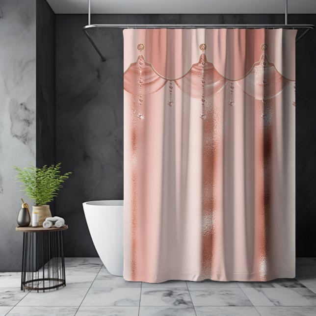 Rideaux De Douche Élégant Rose or Foil bijou Accent (Elegant Rose Gold Foil Jewel Accent Shower Curtain)