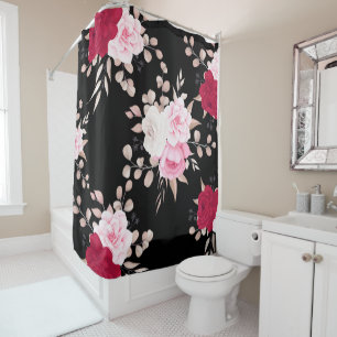 Rideaux De Douche Élégant rouge rose violet fleuri