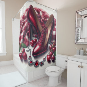 Rideaux De Douche Élégant talons rouges hauts avec cerise