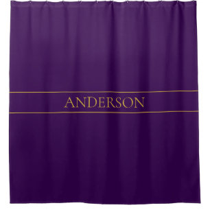 Rideaux De Douche Élégant texte personnalisable Gold & Deep Purple