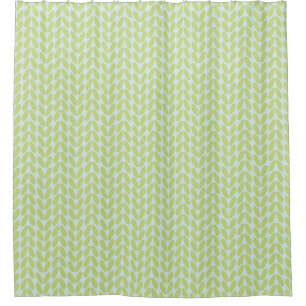 Rideaux De Douche Élégant Vert Abstrait Feuille Motif Pastel Blue