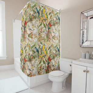 Rideaux De Douche Élégant Vintage Oiseaux tropicaux Parrots