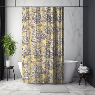 Rideaux De Douche Élégant vintage toile de jouy botanique jaune