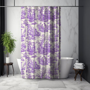 Rideaux De Douche Elégant vintage violet toile de jouy