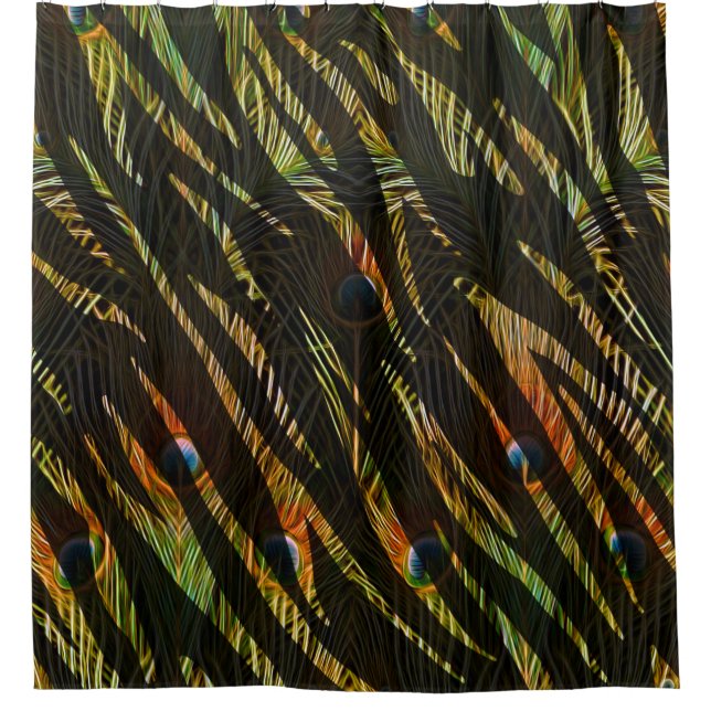 Rideaux De Douche Elégant Zebra Poster de animal Peacock Feathers (Devant)