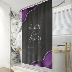 Rideaux De Douche Élégante Agate Violette Mariage Argenté Nouvelleme