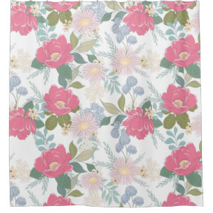 Rideaux De Douche Elégante aquarelle rose Floral