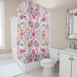 Rideaux De Douche Elégante aquarelle rose floral et blanc