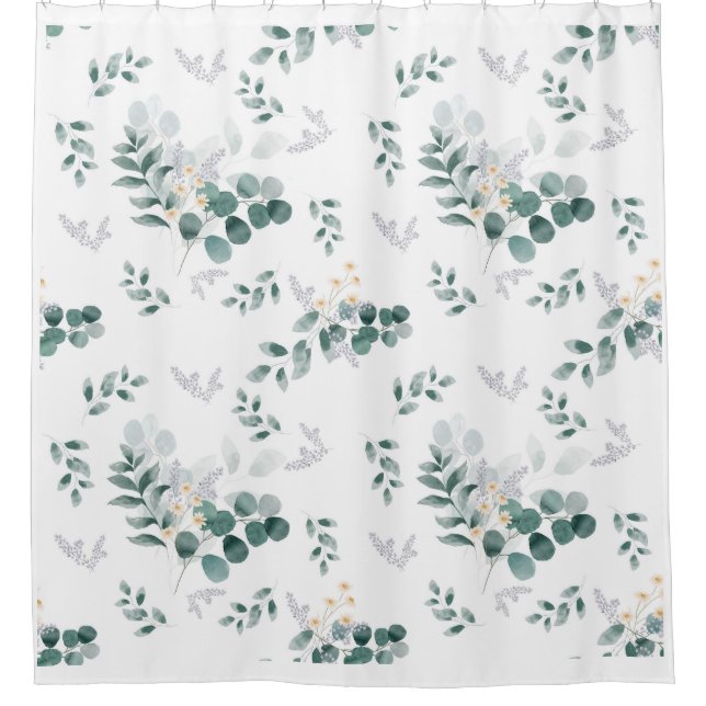 Rideaux De Douche Elégante aquarelle verte eucalyptus (Devant)