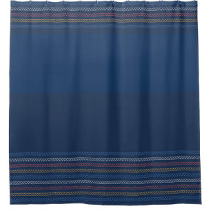 Rideaux De Douche Elégante Bleue Régate Bordure striée