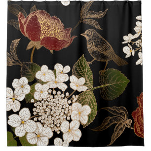 Rideaux De Douche Élégante Chinoiserie Inspiré Floral Floroms