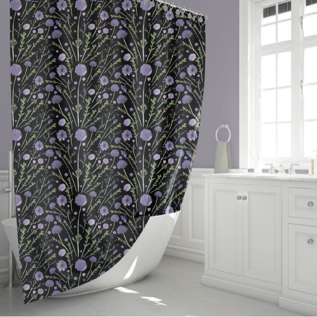 Rideaux De Douche Elégante couleur violet aquarelle Floral (Elegant Purple Watercolor Floral Shower Curtain from Studio Posies.)
