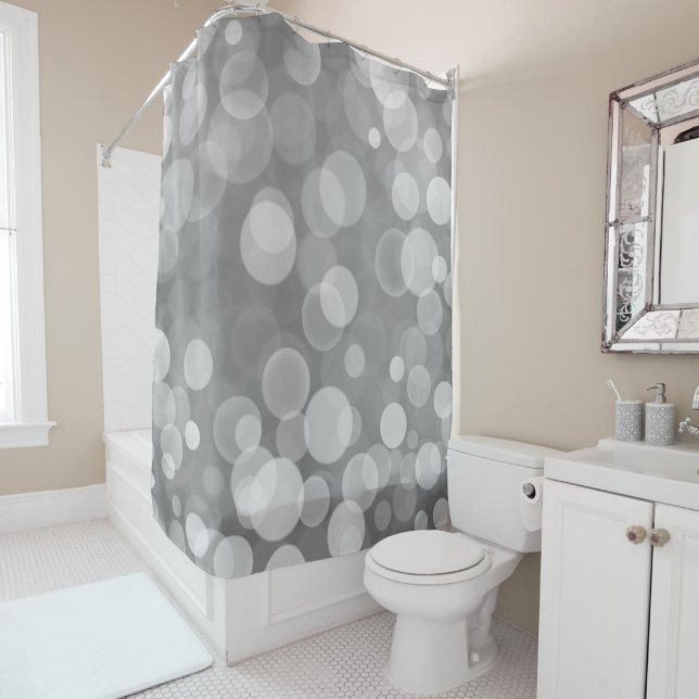 RIDEAUX DE DOUCHE ÉLÉGANTE DOUCHE GRAY EN ARGENT MODÈLE CURTAIN DE D (En situation)