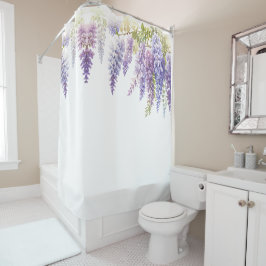 Rideaux De Douche Elégante glycine d'aquarelle violette florale