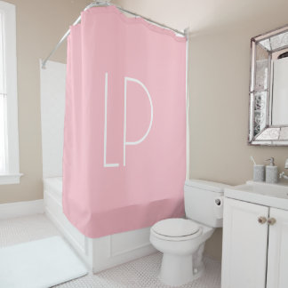 Rideaux De Douche Élégante initiale moderne minimaliste sur fond ros