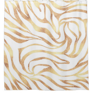 Rideaux De Douche Elégante Parties scintillant d'or Zebra White Pos