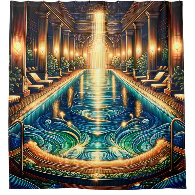 Rideaux De Douche "Elégante piscine intérieure avec colonnes classiq (Devant)