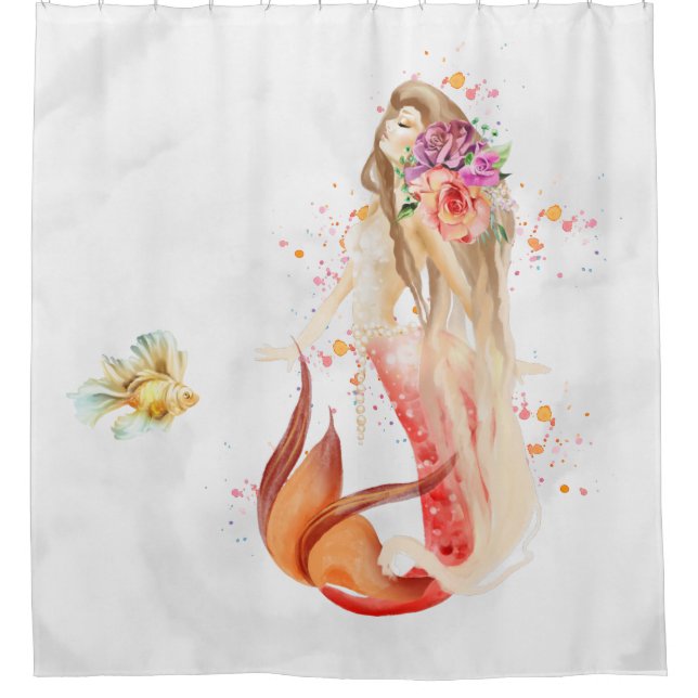 Rideaux De Douche *~* Élégante Sirène Florale Poisson Beau Simple  (Devant)