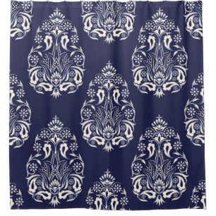 Rideaux De Douche élément motif transparent damassé bleu