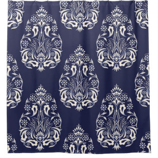 Rideaux De Douche élément motif transparent damassé bleu
