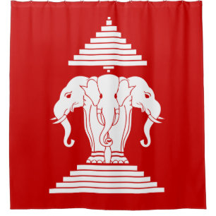 Rideaux De Douche Éléphant à trois têtes Erawan Drapeau Laotien / La