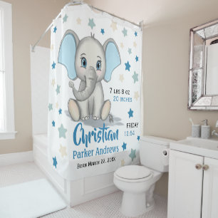 Rideaux De Douche Eléphant Bébé mignon avec oreilles bleues Boy Stat