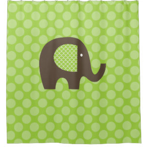 Rideaux De Douche Eléphant Brown avec Arrière - plan Polka vert