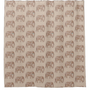 Rideaux De Douche Eléphant, Brown et taupe à torsion fractale