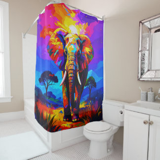 Rideaux De Douche Elephant Palette Daub 001 Shower Curtain