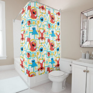 Rideaux De Douche Elmo & Cookie Monster Fun Shapes Motif
