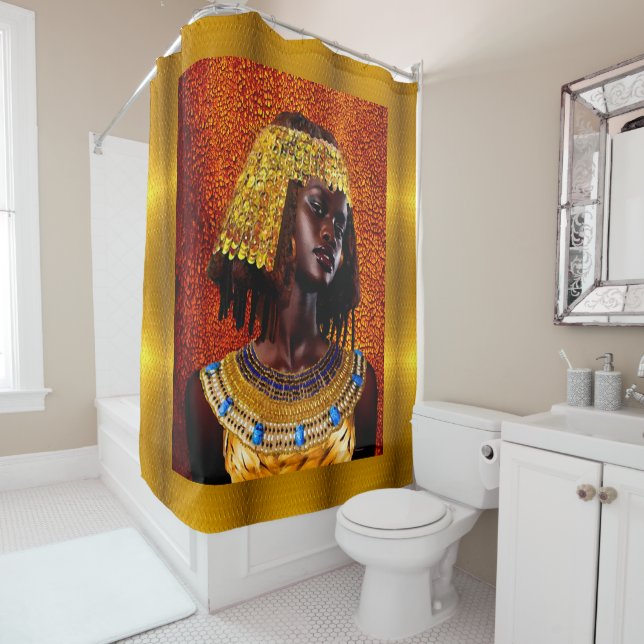 Rideaux De Douche "Embrasse la Majesté des Reines Nubiennes" (En situation)
