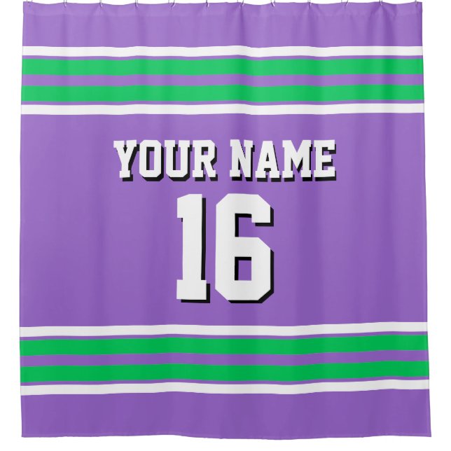 Rideaux De Douche Emerald Green White Stripes Sports Jersey (Devant)