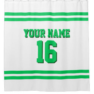 Rideaux De Douche Emerald Green White Stripes Sports Jersey