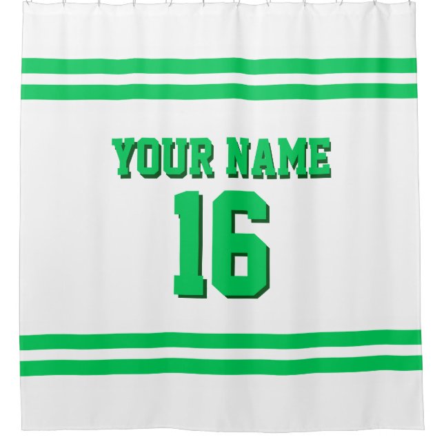 Rideaux De Douche Emerald Green White Stripes Sports Jersey (Devant)